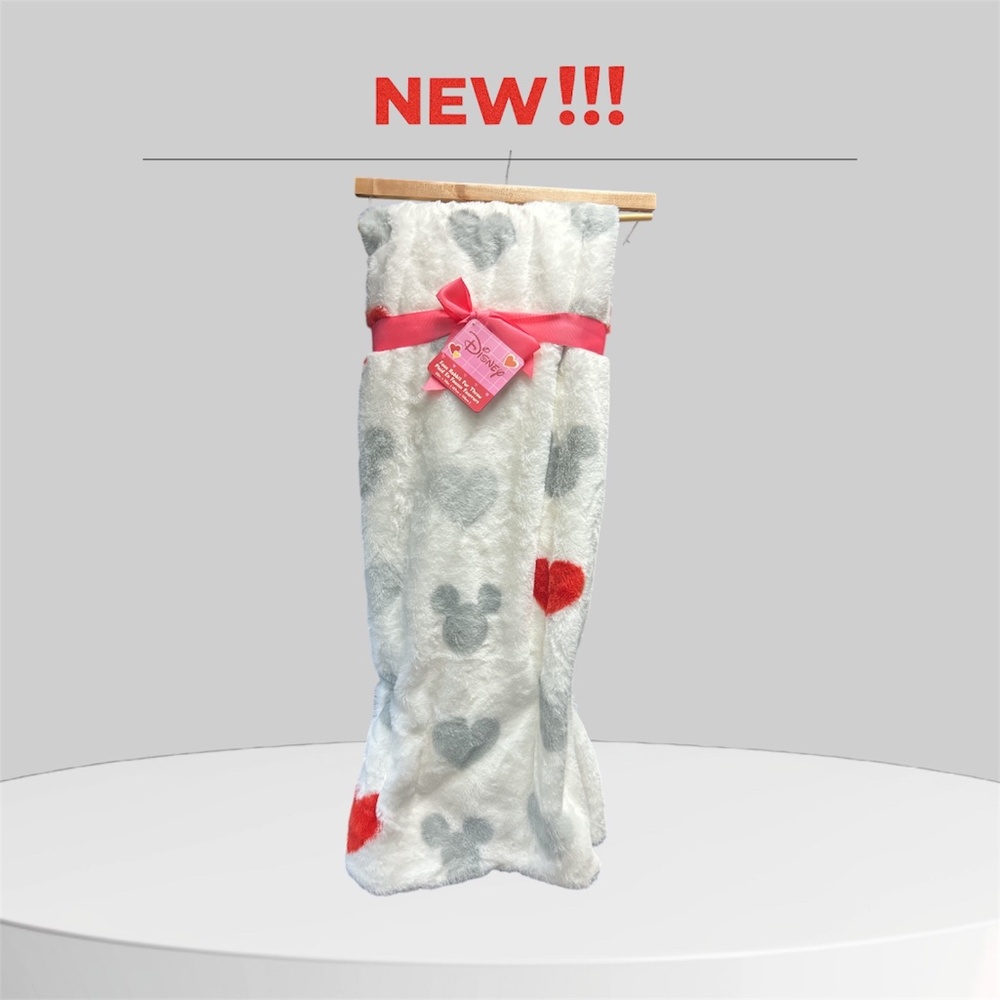 Disney White and Gray Blanket with Red Accents